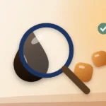 Magnifying glass inspecting shilajit resin and shilajit gummies to check they are genuine